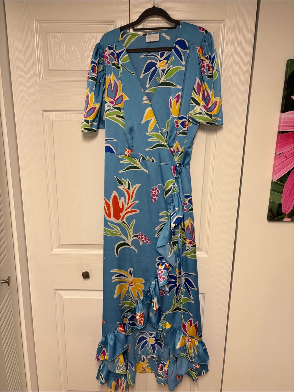 Sugarlips Summer Floral Wrap Maxi Dress in Sky Blue